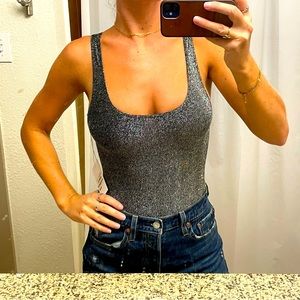 Reformation - Bodysuit - Silver and Sparkly